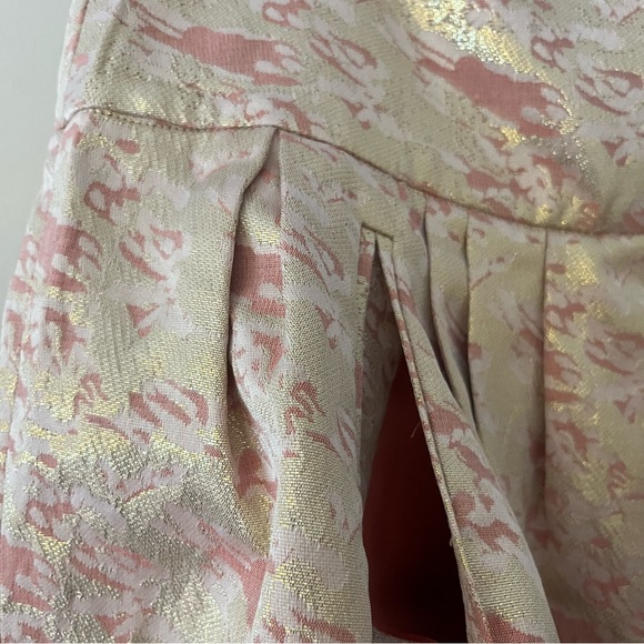 Anthropologie Moulinette Soeurs Sugarplum Pink and Gold Brocade Skirt Size 8 - Picture 6 of 11